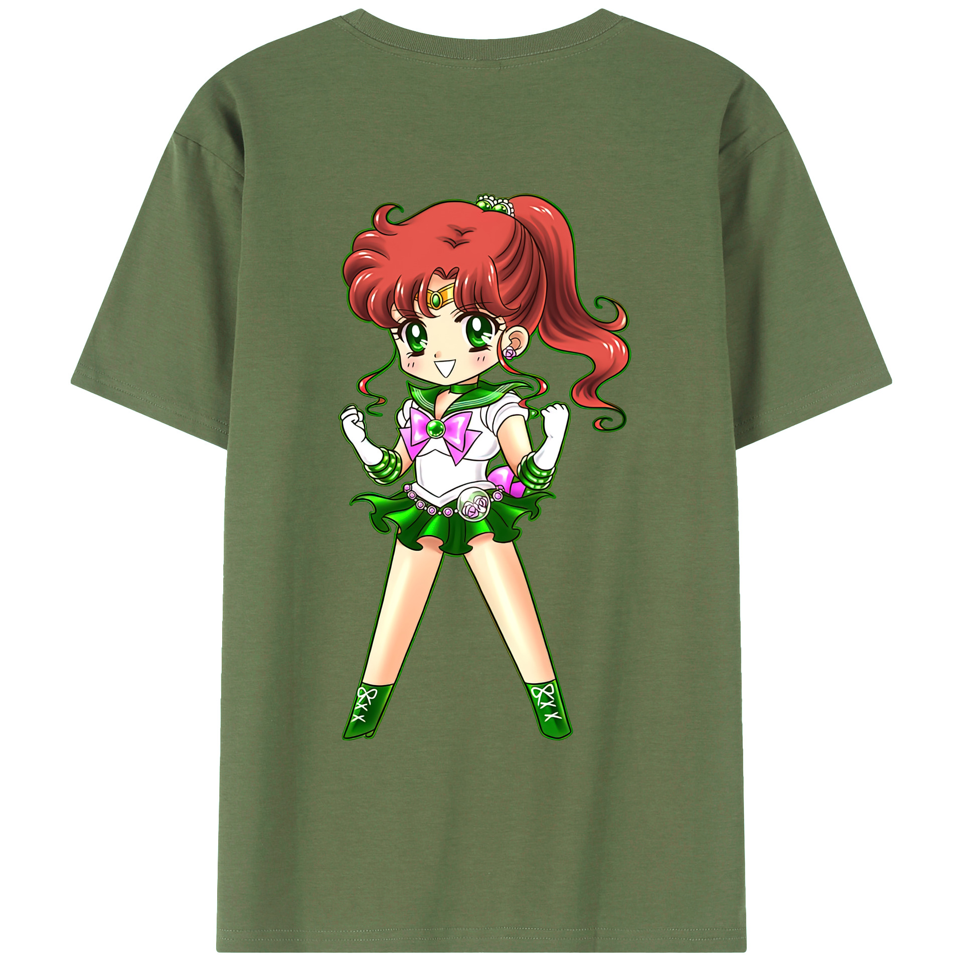 （画像用） 美少女戦士セーラームーン 木野 まこと きの まこと Sailor Moon Kino Makoto （セーラージュピター；Sailor Jupiter） 綿100％ メンズ半袖Tシャツ（バックプリント） 通気性